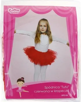 Karnevalový doplněk Godan SPTC-KA tutu dětská sukně 23 cm červená s puntíky