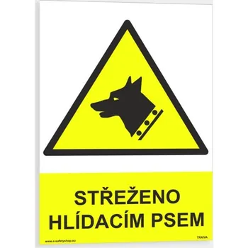 Značení Střeženo hlídacím psem Plast 148 x 210 mm (A5) tl. 0.5 mm - Kód: 13483