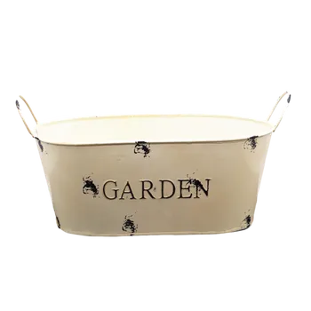 Dóza na potraviny Plechová nádoba oválná, smetanová