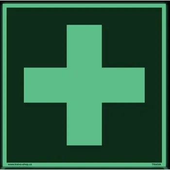 Značení První pomoc - symbol Označení lékárničky na zeď Samolepka 150 x 150 mm tl. 0.4 mm - fotoluminiscenční - Kód: 07093