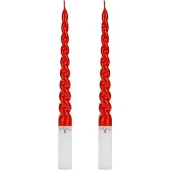 Svatební dekorace Svíčky kónické kroucené - Santa - 25 cm, 2 ks