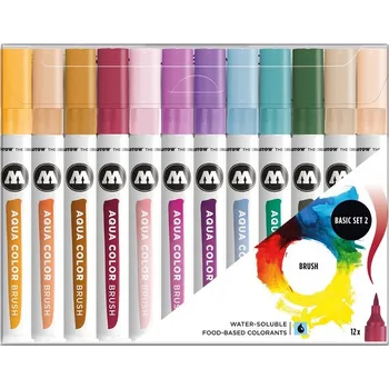 Akvarelové fixy MOLOTOW Aqua Color Brush, 12ks základní B