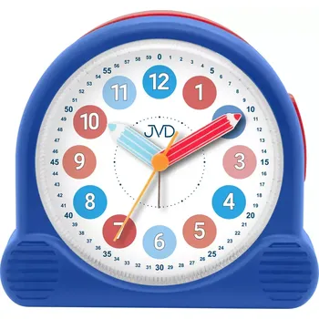Budík JVD Dětský modrý ručkový netikající tichý sweep budík JVD SRP160.4