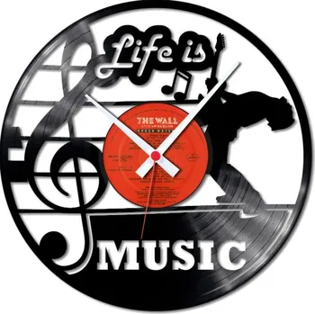 Hodiny Nástěnné hodiny LP deska - LIFE IS MUSIC čísla: PRIMA