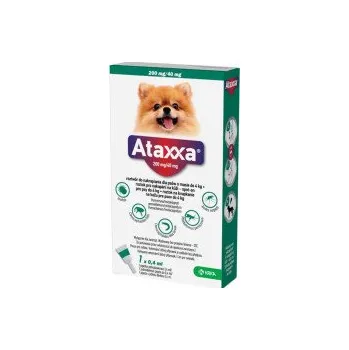 Antiparazitikum pro psa Ataxxa pro psy S 1x200mg/40mg tmavě zelená sol 1 x 0.4 ml(do 4kg)