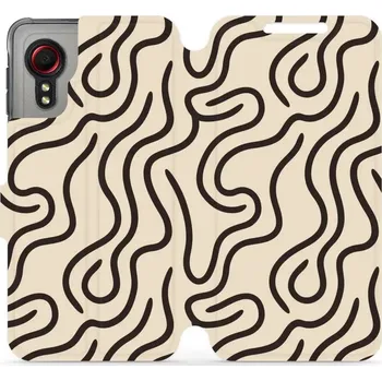 Pouzdro na mobilní telefon Flipové pouzdro Mobiwear - Samsung Galaxy Xcover 5 - VA60S Linky (Knížkové flip pouzdro, obal, kryt na mobil Samsung Galaxy Xcover 5 - VA60S Linky, materiál Umělá kůže + TPU - ochrana 360°, stojánek, silikonová vanička, magnetické zavírání)