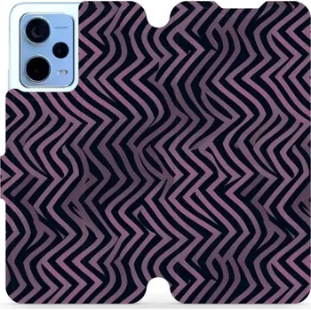 Pouzdro na mobilní telefon Flipové pouzdro Mobiwear - Xiaomi Redmi Note 12 5G - VA55S Fialové klikyháky (Knížkové flip pouzdro, obal, kryt na mobil Xiaomi Redmi Note 12 5G - VA55S Fialové klikyháky, materiál Umělá kůže + TPU - ochrana 360°, stojánek, silikonová vanička, magnetické)