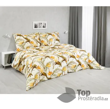 Povlečení Bavlněné povlečení 140x200+70x90 Tropical flowers orange