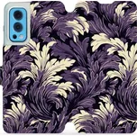 Flipové pouzdro Mobiwear - OnePlus Nord 2 5G - VA46S Fialové rostliny (Knížkové flip pouzdro, obal, kryt na mobil OnePlus Nord 2 5G - VA46S Fialové rostliny, materiál Umělá kůže + TPU - ochrana 360°, stojánek, silikonová vanička, magnetické zavírání)