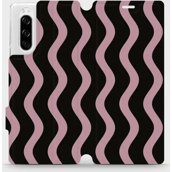 Pouzdro na mobilní telefon Flipové pouzdro Mobiwear - Sony Xperia 5 - VA54S Fialové vlnky (Knížkové flip pouzdro, obal, kryt na mobil Sony Xperia 5 - VA54S Fialové vlnky, materiál Umělá kůže + TPU - ochrana 360°, stojánek, silikonová vanička, magnetické zavírání)