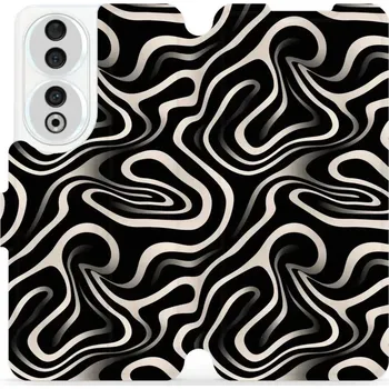 Pouzdro na mobilní telefon Flipové pouzdro Mobiwear - Honor 90 - VA63S Vlnky a linky (Knížkové flip pouzdro, obal, kryt na mobil Honor 90 - VA63S Vlnky a linky, materiál Umělá kůže + TPU - ochrana 360°, stojánek, silikonová vanička, magnetické zavírání)