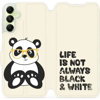 Pouzdro na mobilní telefon Flipové pouzdro Mobiwear - Samsung Galaxy A05s - M041S Panda - life is not (Knížkové flip pouzdro, obal, kryt na mobil Samsung Galaxy A05s - M041S Panda - life is not, materiál Umělá kůže + TPU - ochrana 360°, stojánek, silikonová vanička, magnetické)