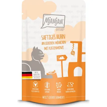 Krmivo pro kočku MjAMjAM Quetschie se šťavnatým kuřetem a lahodnou mrkví 48x125g