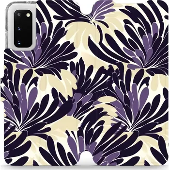 Pouzdro na mobilní telefon Flipové pouzdro Mobiwear - Samsung Galaxy S20 - VA47S Fialová flóra (Knížkové flip pouzdro, obal, kryt na mobil Samsung Galaxy S20 - VA47S Fialová flóra, materiál Umělá kůže + TPU - ochrana 360°, stojánek, silikonová vanička, magnetické zavírání)