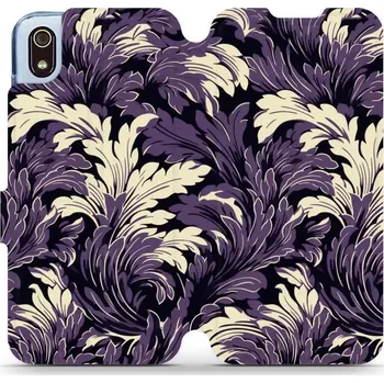 Pouzdro na mobilní telefon Flipové pouzdro Mobiwear - Xiaomi Redmi 7A - VA46S Fialové rostliny (Knížkové flip pouzdro, obal, kryt na mobil Xiaomi Redmi 7A - VA46S Fialové rostliny, materiál Umělá kůže + TPU - ochrana 360°, stojánek, silikonová vanička, magnetické zavírání)