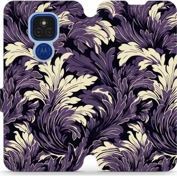 Pouzdro na mobilní telefon Flipové pouzdro Mobiwear - Motorola Moto E7 Plus - VA46S Fialové rostliny (Knížkové flip pouzdro, obal, kryt na mobil Motorola Moto E7 Plus - VA46S Fialové rostliny, materiál Umělá kůže + TPU - ochrana 360°, stojánek, silikonová vanička, magnetické zavírá