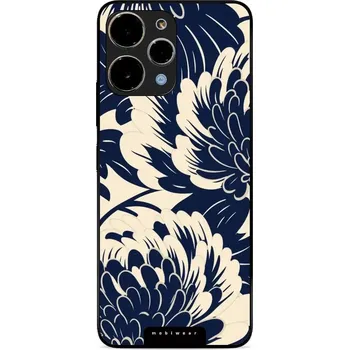 Pouzdro na mobilní telefon Lesklý kryt Mobiwear Glossy - Xiaomi Redmi 12 - GA40G Modré a béžové květy (Prémiové lesklé pouzdro, obal, kryt Mobiwear Glossy na mobil Xiaomi Redmi 12 - GA40G Modré a béžové květy, materiál Plast + TPU silikon - krytí po všech stranách, neošoupatelný)