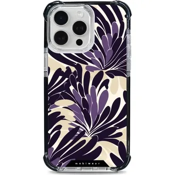 Pouzdro na mobilní telefon Odolný obal Mobiwear MagSafe Elite Bumper - Apple iPhone 15 Pro Max - DA47D Fialová flóra (Odolný kryt, pouzdro, obal Mobiwear Elite Bumper na mobil Apple iPhone 15 Pro Max - DA47D Fialová flóra, materiál Plast + TPU silikon + kov - zesílená ochrana)