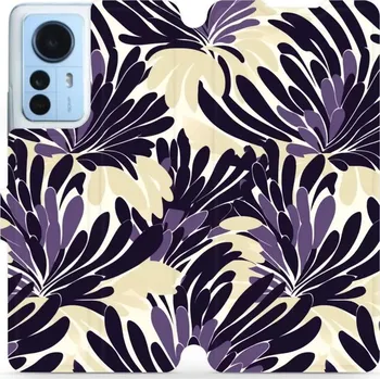 Pouzdro na mobilní telefon Flipové pouzdro Mobiwear - Xiaomi 12 Pro - VA47S Fialová flóra (Knížkové flip pouzdro, obal, kryt na mobil Xiaomi 12 Pro - VA47S Fialová flóra, materiál Umělá kůže + TPU - ochrana 360°, stojánek, silikonová vanička, magnetické zavírání)