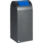 Nádoba na odpad, z ocelového plechu, samozhášecí, 60 litrů, šedá, modrá klapka pro vhazování
