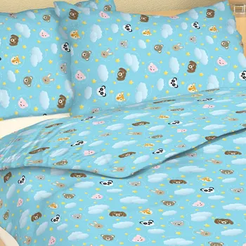 Povlečení Dětské povlečení bavlna zvířecí hlavičky na modré - 100x135 + 40x60 cm