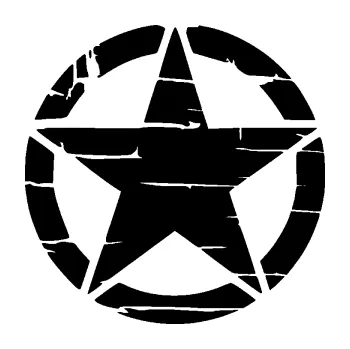 Samolepící dekorace SAMOLEPKA Hvězda army 008 narušená (01 - černá) NA AUTO, NÁLEPKA, FÓLIE, POLEP, TUNING, VLASTNÍ TEXT, TISK, AUTOSAMOLEPKY.cz, POLEPY, OBRÁZEK, LOGO, SAMOLEPKY