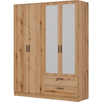 Šatní skříň Skříň ECCE 4D2S se zrcadlem, dub evoke + vyzvednutí ZDARMA
