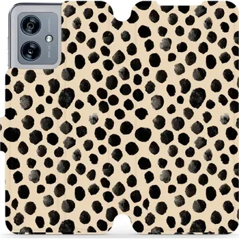 Pouzdro na mobilní telefon Flipové pouzdro Mobiwear - Motorola Moto G54 5G / Moto G54 5G Power Edition - VA50S Černé puntíky (Knížkové flip pouzdro, obal, kryt na mobil Motorola Moto G54 5G / Moto G54 5G Power Edition - VA50S Černé puntíky, materiál Umělá kůže + TPU - ochrana 360°,