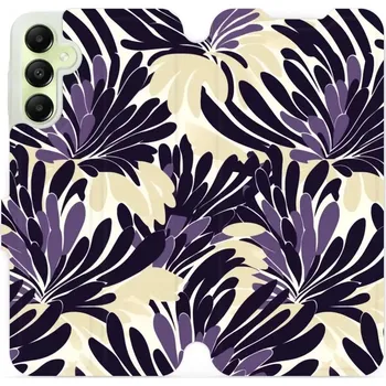 Pouzdro na mobilní telefon Flipové pouzdro Mobiwear - Samsung Galaxy A05s - VA47S Fialová flóra (Knížkové flip pouzdro, obal, kryt na mobil Samsung Galaxy A05s - VA47S Fialová flóra, materiál Umělá kůže + TPU - ochrana 360°, stojánek, silikonová vanička, magnetické zavírání)