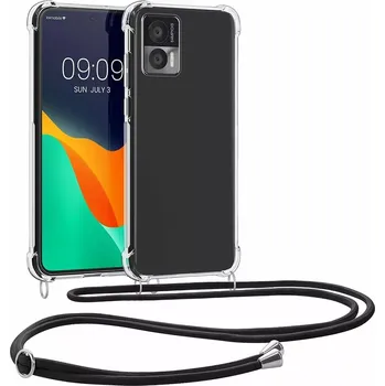 Pouzdro na mobilní telefon Pevné silikonové pouzdro kwmobile Crossbody na mobil Motorola Edge 30 Neo čiré s popruhem (Silikonový kryt či obal s popruhem kwmobile Crossbodyna mobil Motorola Edge 30 Neo čiré)