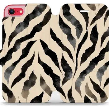 Pouzdro na mobilní telefon Flipové pouzdro Mobiwear - Apple iPhone 7 / 8 / SE 2020 / SE 2022 - VA53S Zebří (Knížkové flip pouzdro, obal, kryt na mobil Apple iPhone 7 / 8 / SE 2020 / SE 2022 - VA53S Zebří, materiál Umělá kůže + TPU - ochrana 360°, stojánek, silikonová vanička,)