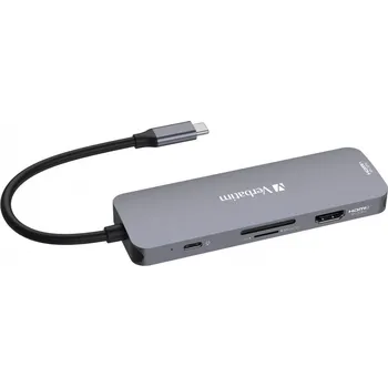 USB hub VERBATIM Hub USB-C Pro Multiport 8 Port, 3x USB 3.2, 1x USB-C, 2xHDMI, microSD/SD, šedá 32151