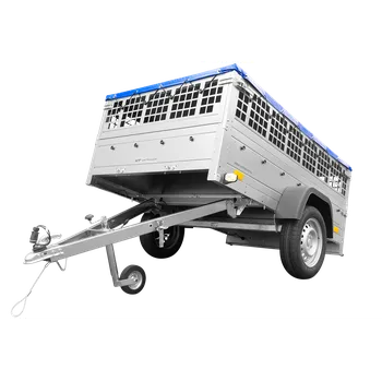 Přívěs Garden Trailer 201 KIPP s síťovanými BIS bočnicemi, rámem H-0 a modrou plachtou