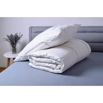 přikrývka SET Z OVČÍ VLNY Celoroční přikrývka + Kombinovaný polštář - Bílá sypkovina , 200x220 + 2x 50x70 cm