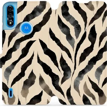 Pouzdro na mobilní telefon Flipové pouzdro Mobiwear - Motorola Moto E7 Power - VA53S Zebří (Knížkové flip pouzdro, obal, kryt na mobil Motorola Moto E7 Power - VA53S Zebří, materiál Umělá kůže + TPU - ochrana 360°, stojánek, silikonová vanička, magnetické zavírání)