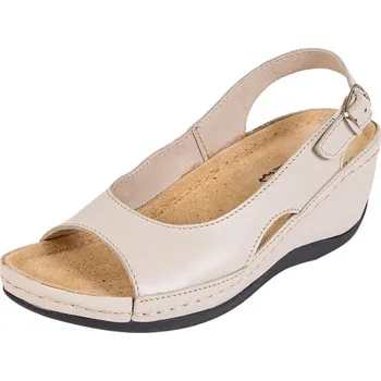 Dámská zdravotní obuv Buxa Dámská zdravotní kožená obuv na klínku BZ330 - Béžová Velikost: 38