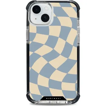 Pouzdro na mobilní telefon Odolný obal Mobiwear MagSafe Elite Bumper - Apple iPhone 15 Plus - DA59D Modrá a béžová šachovnice (Odolný kryt, pouzdro, obal Mobiwear Elite Bumper na mobil Apple iPhone 15 Plus - DA59D Modrá a béžová šachovnice, materiál Plast + TPU silikon + kov -)