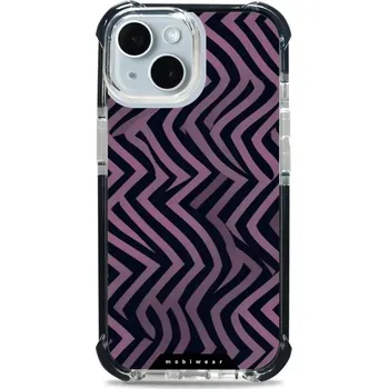 Pouzdro na mobilní telefon Odolný obal Mobiwear MagSafe Elite Bumper - Apple iPhone 15 - DA55D Fialové klikyháky (Odolný kryt, pouzdro, obal Mobiwear Elite Bumper na mobil Apple iPhone 15 - DA55D Fialové klikyháky, materiál Plast + TPU silikon + kov - zesílená ochrana telefonu,)