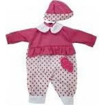 Doplněk pro panenku Dimian Oblečky pro panenku vel. 42 - 48 cm Bambolina Amore puntíkatý komplet s čepičkou