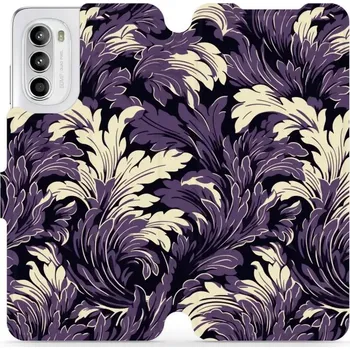 Pouzdro na mobilní telefon Flipové pouzdro Mobiwear - Motorola Moto G52 - VA46S Fialové rostliny (Knížkové flip pouzdro, obal, kryt na mobil Motorola Moto G52 - VA46S Fialové rostliny, materiál Umělá kůže + TPU - ochrana 360°, stojánek, silikonová vanička, magnetické zavírání)