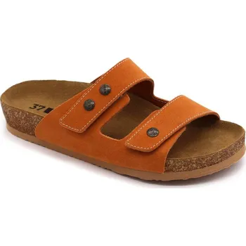 Dámská zdravotní obuv Leon 4050 Dámské zdravotní korkové pantofle - velurová useň oranžová Velikost: 36