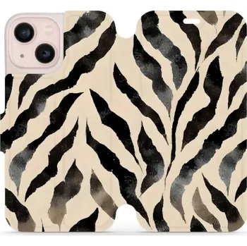 Pouzdro na mobilní telefon Flipové pouzdro Mobiwear - Apple iPhone 13 Mini - VA53S Zebří (Knížkové flip pouzdro, obal, kryt na mobil Apple iPhone 13 Mini - VA53S Zebří, materiál Umělá kůže + TPU - ochrana 360°, stojánek, silikonová vanička, magnetické zavírání)