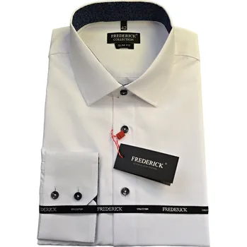 Pánská košile Pánská košile s dlouhým rukávem - střih SLIM - vzor F651 - bílá barva - 47