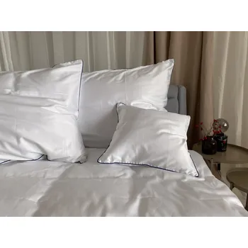 Povlečení Luxusní povlečení bavlněný satén bílá/lemovka námořnicky modrá - 240x220 + 2x 70x90 cm