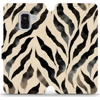 Pouzdro na mobilní telefon Flipové pouzdro Mobiwear - Samsung Galaxy A8 2018 - VA53S Zebří (Knížkové flip pouzdro, obal, kryt na mobil Samsung Galaxy A8 2018 - VA53S Zebří, materiál Umělá kůže + TPU - ochrana 360°, stojánek, silikonová vanička, magnetické zavírání)