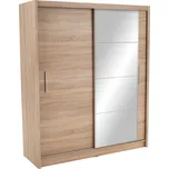 Skříň s posuvnými dveřmi a zrcadlem LOW 180 cm, dub sonoma
