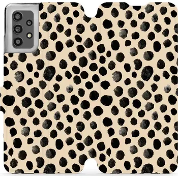 Pouzdro na mobilní telefon Flipové pouzdro Mobiwear - Samsung Galaxy A32 4G - VA50S Černé puntíky (Knížkové flip pouzdro, obal, kryt na mobil Samsung Galaxy A32 4G - VA50S Černé puntíky, materiál Umělá kůže + TPU - ochrana 360°, stojánek, silikonová vanička, magnetické zavírání)