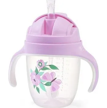 Kojenecká láhev BabyOno BABYONO Hrnek učicí s brčkem Motýlek 6m+