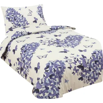 Povlečení Aliza Bavlněné povlečení Srdíčka z motýlů modrá