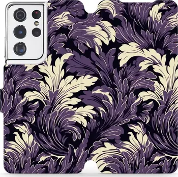 Pouzdro na mobilní telefon Flipové pouzdro Mobiwear - Samsung Galaxy S21 Ultra - VA46S Fialové rostliny (Knížkové flip pouzdro, obal, kryt na mobil Samsung Galaxy S21 Ultra - VA46S Fialové rostliny, materiál Umělá kůže + TPU - ochrana 360°, stojánek, silikonová vanička, magnetické)